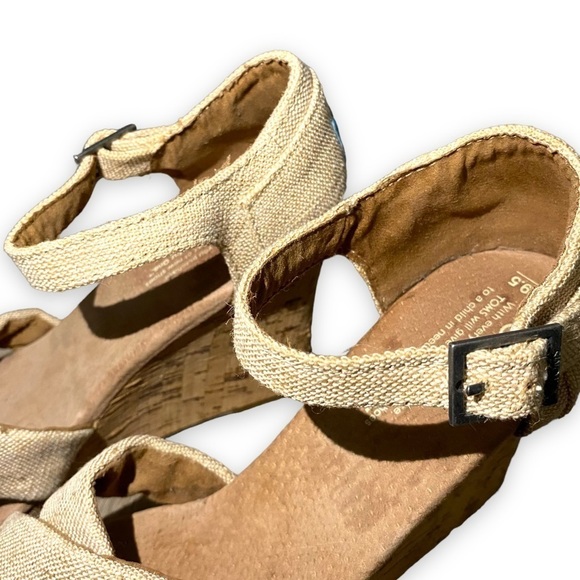 TOM'S Sienna Cork Wedge Sandal Beige 9.5W - Picture 9 of 13